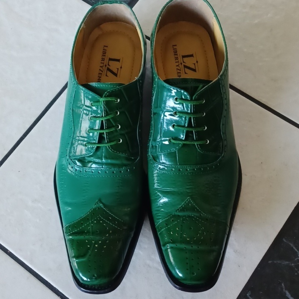 Henley Genuine Leather Green Oxford Style Dress Shoes